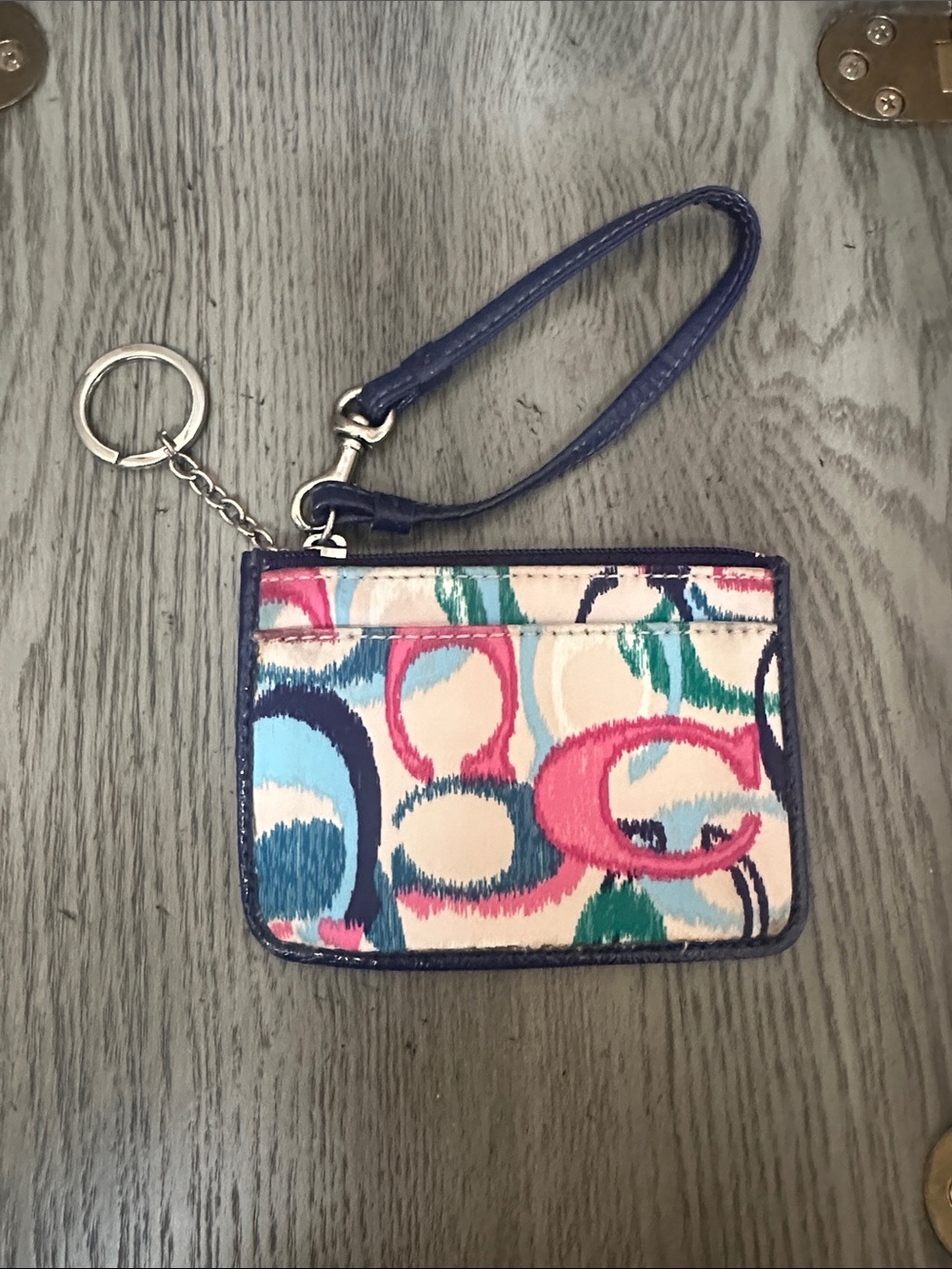 Coach Y2K Scribble C Ikat Multicolor Wristlet Key & Credit Card Wallet Wristlet